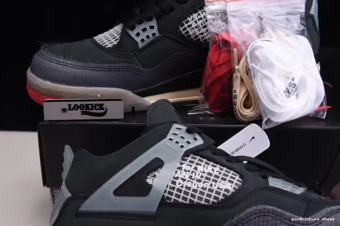 Cheap White Off Jordan 4 x Bred Air CV9388-001 Retro 0327